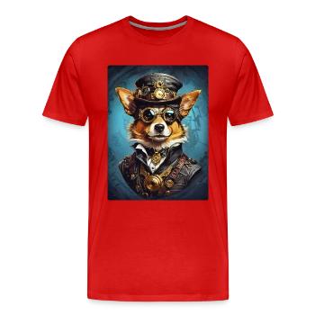 Steampunk Hund 1.5 - Männer Premium Bio T-Shirt - Rot - Vorne - Damien (186cm)