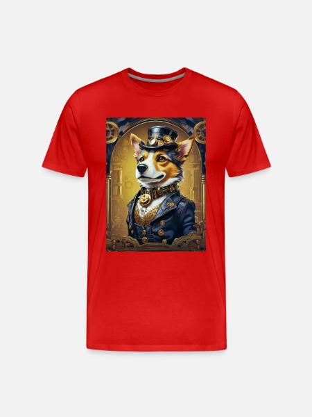 Steampunk Dog 1.11 - Men's Premium Organic T-Shirt - red