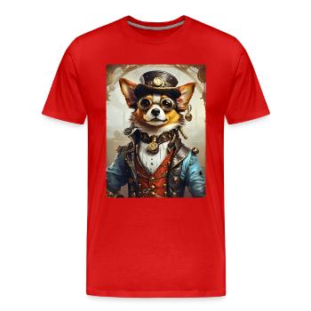 Steampunk Hund 1.9 - Männer Premium Bio T-Shirt - Rot - Vorne - Damien (186cm)