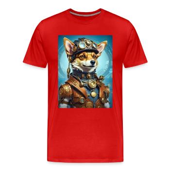Chien Steampunk 1.15 - T-shirt bio Premium Homme - rouge - Devant - Damien (186cm)