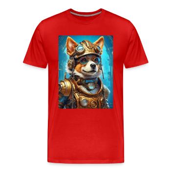 Steampunk Dog 1.21 - Men's Premium Organic T-Shirt - red - Front - Damien (186cm)