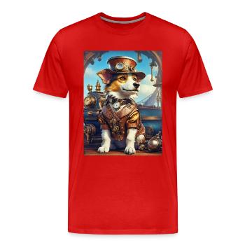 Steampunk Hund 1.18 - Männer Premium Bio T-Shirt - Rot - Vorne - Damien (186cm)