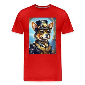 Steampunk Dog 1.19 - Men's Premium Organic T-Shirt - red - Front - Damien (186cm)