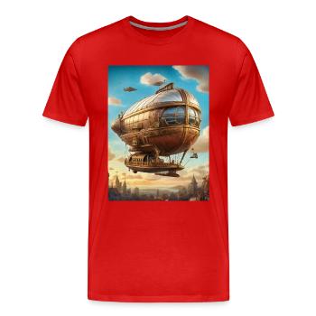 Steampunk Luftschiff 1.7 - Männer Premium Bio T-Shirt - Rot - Vorne - Damien (186cm)