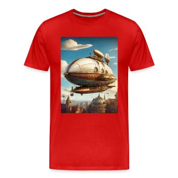 Steampunk Airship 1.9 - Men's Premium Organic T-Shirt - red - Front - Damien (186cm)