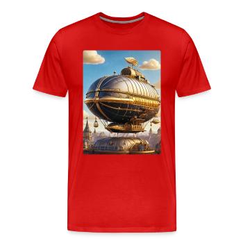 Steampunk Luftschiff 1.11 - Männer Premium Bio T-Shirt - Rot - Vorne - Damien (186cm)