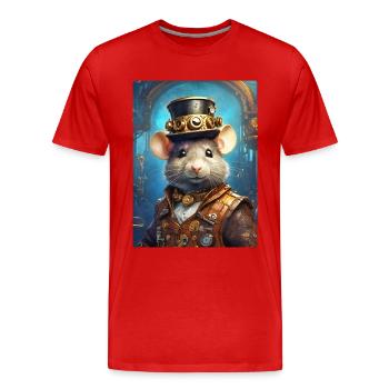 Steampunk Ratte 1.2 - Männer Premium Bio T-Shirt - Rot - Vorne - Damien (186cm)