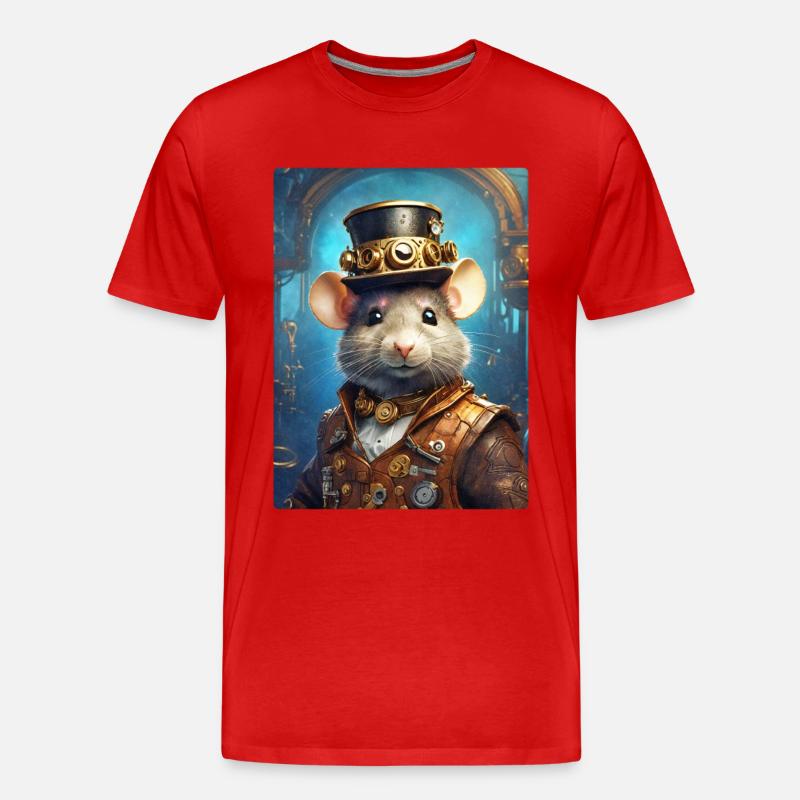Steampunk Ratte 1.2 - Männer Premium Bio T-Shirt - Rot