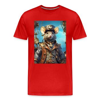 Rat Steampunk 1.3 - T-shirt bio Premium Homme - rouge - Devant - Damien (186cm)