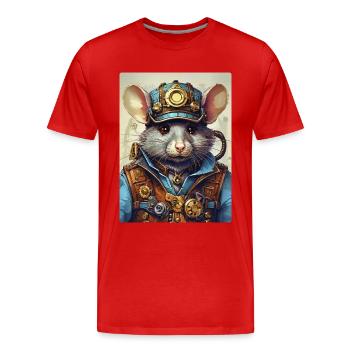 Rat steampunk 1.11 - T-shirt bio Premium Homme - rouge - Devant - Damien (186cm)