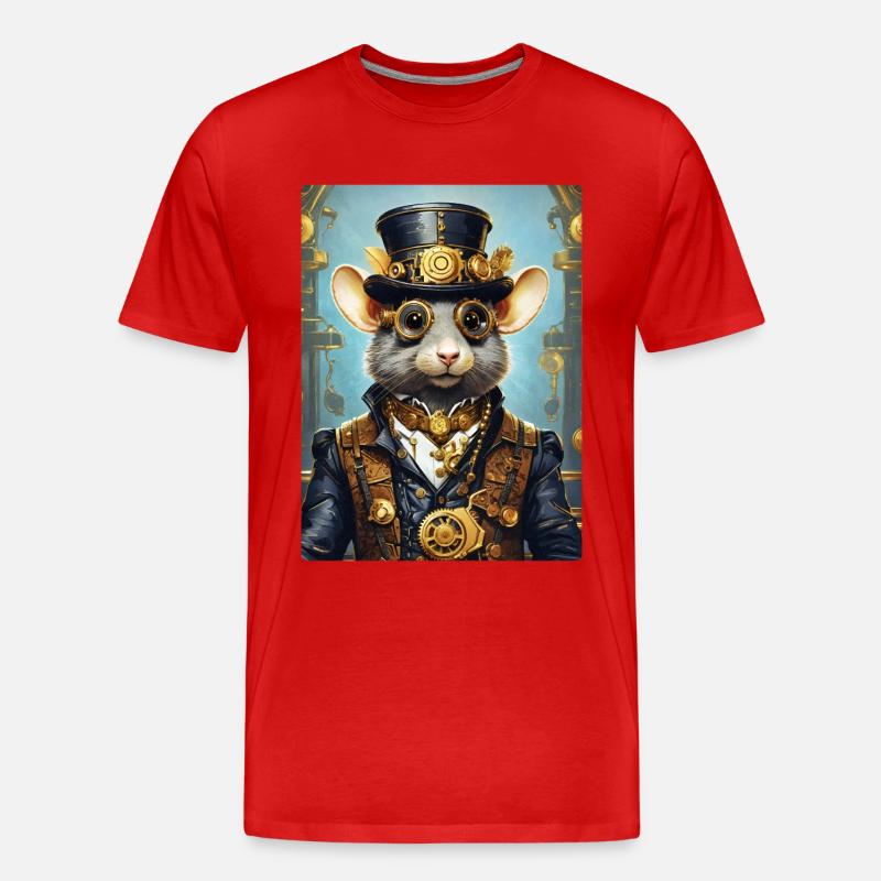 Steampunk Ratte 1.6 - Männer Premium Bio T-Shirt - Rot