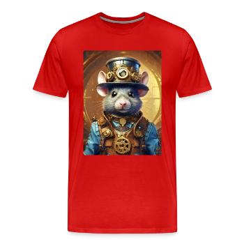 Rat Steampunk 1.7 - T-shirt bio Premium Homme - rouge - Devant - Damien (186cm)