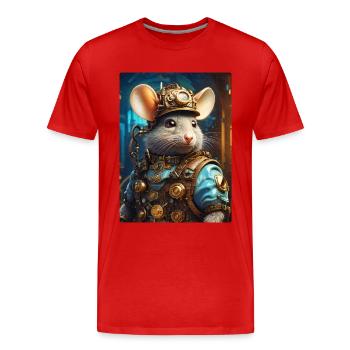 Steampunk Ratte 1.8 - Männer Premium Bio T-Shirt - Rot - Vorne - Damien (186cm)