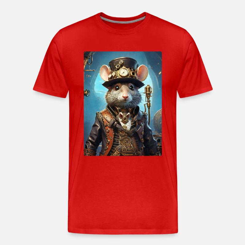 Steampunk Ratte 1.12 - Männer Premium Bio T-Shirt - Rot