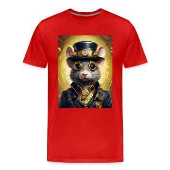 Steampunk Ratte 1.14 - Männer Premium Bio T-Shirt - Rot - Vorne - Damien (186cm)