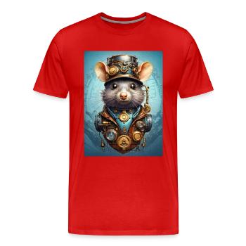 Steampunk Ratte 1.17 - Männer Premium Bio T-Shirt - Rot - Vorne - Damien (186cm)