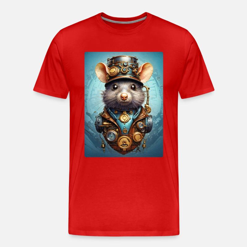 Steampunk Ratte 1.17 - Männer Premium Bio T-Shirt - Rot