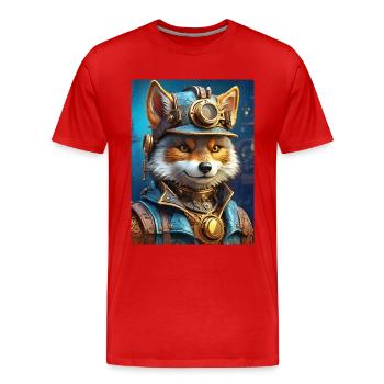 Steampunk Wolf 1.3 - Männer Premium Bio T-Shirt - Rot - Vorne - Damien (186cm)