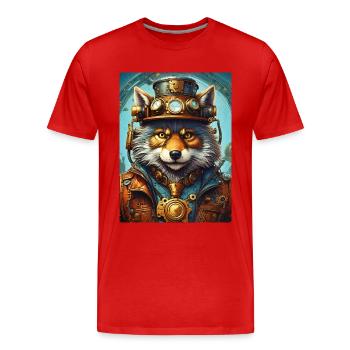 Steampunk Wolf 1.17 - Männer Premium Bio T-Shirt - Rot - Vorne - Damien (186cm)