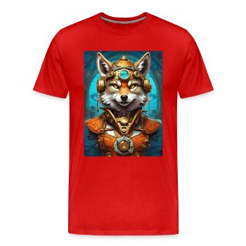 Steampunk Wolf 1.18 - Männer Premium Bio T-Shirt - Rot - Vorne - Damien (186cm)