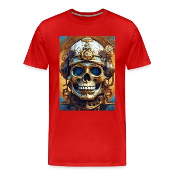 Steampunk Skull 1.1 - Men's Premium Organic T-Shirt - red - Front - Damien (186cm)