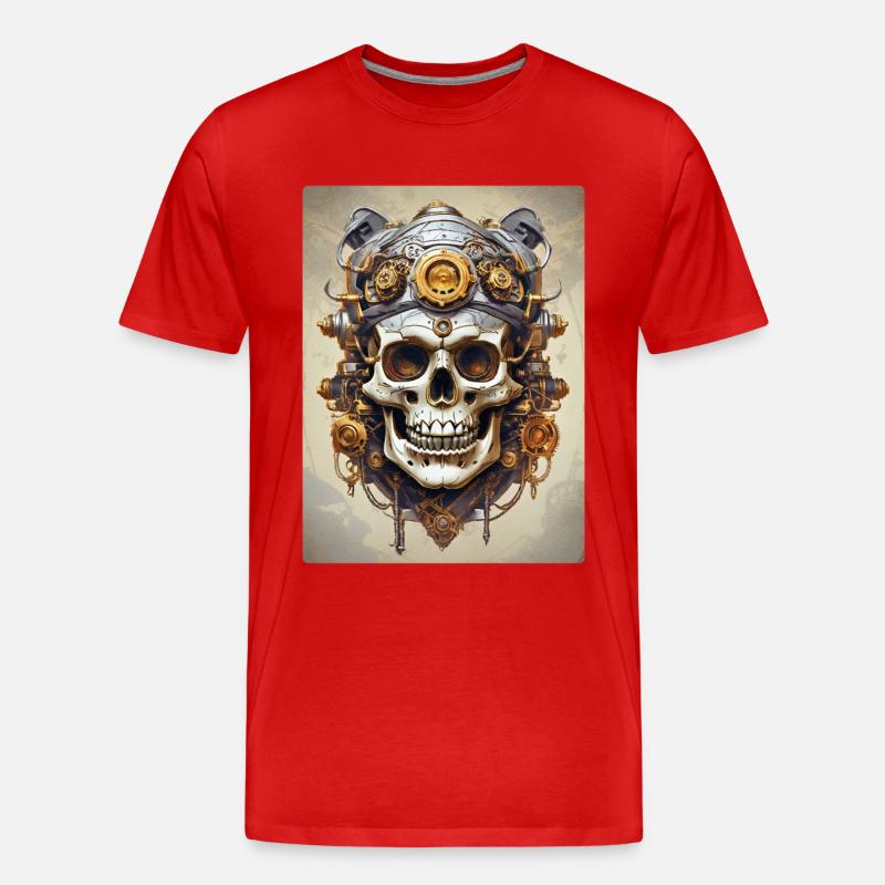 Steampunk Skull 1.9 - Männer Premium Bio T-Shirt - Rot