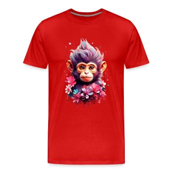 Affe Monkey V1 24 07 - Männer Premium Bio T-Shirt - Rot - Vorne - Damien (186cm)