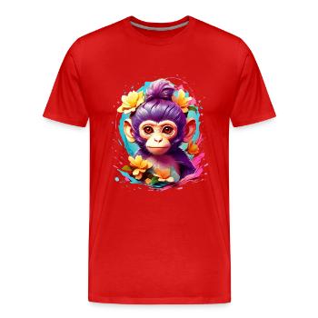 Affe Monkey V1 24 01 - Männer Premium Bio T-Shirt - Rot - Vorne - Damien (186cm)
