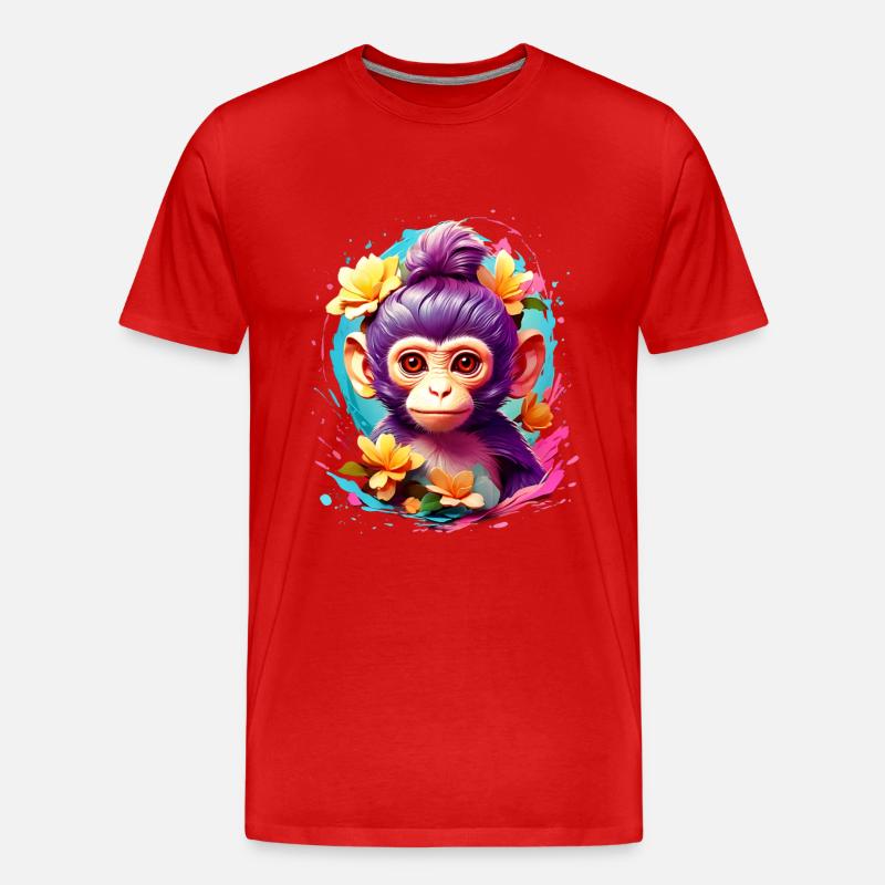 Affe Monkey V1 24 01 - Männer Premium Bio T-Shirt - Rot