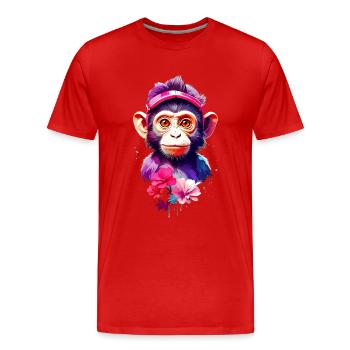 Affe Monkey V1 24 10 - Männer Premium Bio T-Shirt - Rot - Vorne - Damien (186cm)