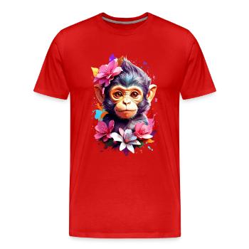 Affe Monkey V1 24 02 - Männer Premium Bio T-Shirt - Rot - Vorne - Damien (186cm)