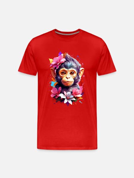 Affe Monkey V1 24 02 - Männer Premium Bio T-Shirt - Rot