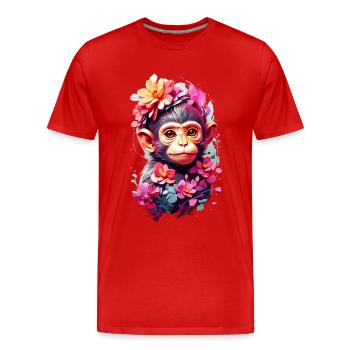 Affe Monkey V1 24 03 - Männer Premium Bio T-Shirt - Rot - Vorne - Damien (186cm)
