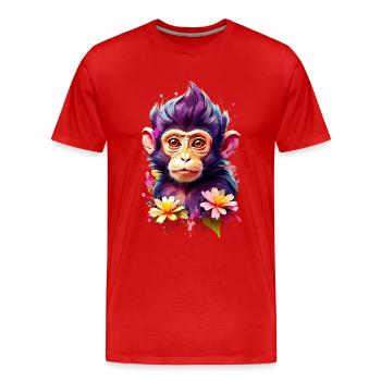 Affe Monkey V1 24 19 - Männer Premium Bio T-Shirt - Rot - Vorne - Damien (186cm)