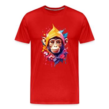 Affe Monkey V1 24 13 - Männer Premium Bio T-Shirt - Rot - Vorne - Damien (186cm)