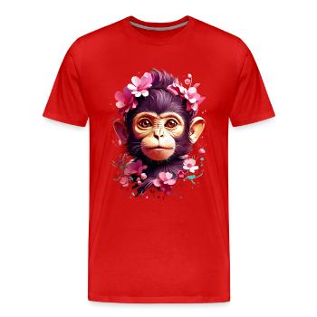 Affe Monkey V1 24 09 - Männer Premium Bio T-Shirt - Rot - Vorne - Damien (186cm)