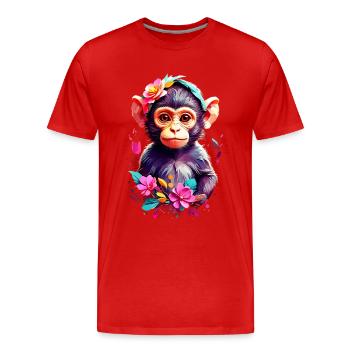 Affe Monkey V1 24 16 - Männer Premium Bio T-Shirt - Rot - Vorne - Damien (186cm)