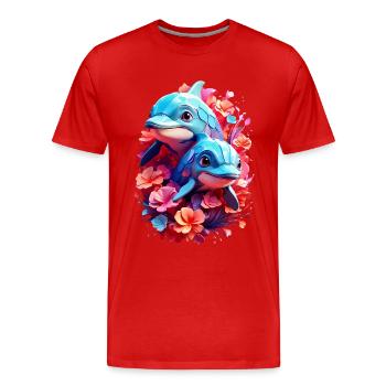 Delfin Dolphin V1 24 02 - Men's Premium Organic T-Shirt - red - Front - Damien (186cm)