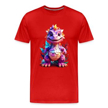 Dino Dinosaure V1 24 01 - T-shirt bio Premium Homme - rouge - Devant - Damien (186cm)
