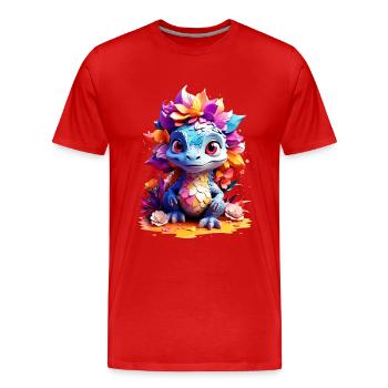 Dino Dinosaur V1 24 05 - Men's Premium Organic T-Shirt - red - Front - Damien (186cm)