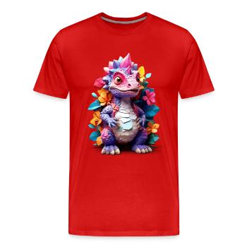 Dino Dinosaur V1 24 03 - Men's Premium Organic T-Shirt - red - Front - Damien (186cm)