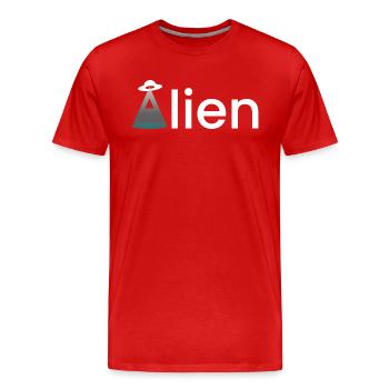 Alien - Men's Premium Organic T-Shirt - red - Front - Damien (186cm)