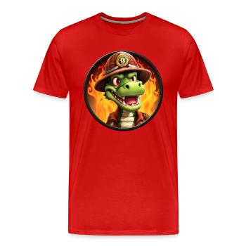 Krokodile Feuerwehr - Männer Premium Bio T-Shirt - Rot - Vorne - Damien (186cm)