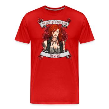 Ich bin nicht wie andere Frauen, ich bin schlimmer - Männer Premium Bio T-Shirt - Rot - Vorne - Damien (186cm)