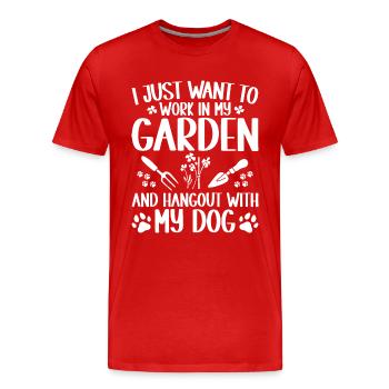Gardener Dog Owner Dog Outfit for Garden - Men's Premium Organic T-Shirt - red - Front - Damien (186cm)
