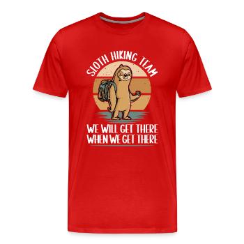 Herzschlag Bergsteiger mit Hund Wanderer Berg - Männer Premium Bio T-Shirt - Rot - Vorne - Damien (186cm)