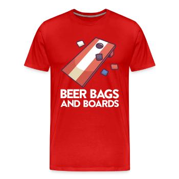 Jeu de Cornhole Tenue de trou de maïs avec Cornhole - T-shirt bio Premium Homme - rouge - Devant - Damien (186cm)