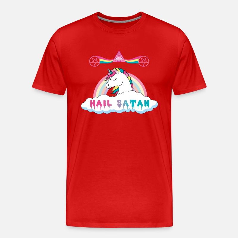 Hagel Satan Einhorn - Männer Premium Bio T-Shirt - Rot
