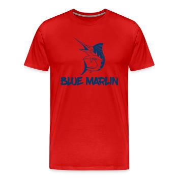 Angler - Angelsport - Blue Marlin - Geschenk - Männer Premium Bio T-Shirt - Rot - Vorne - Damien (186cm)