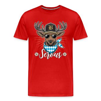 Trachten Ersatz Servus Bayern Cooler Hirsch Männer - Männer Premium Bio T-Shirt - Rot - Vorne - Damien (186cm)